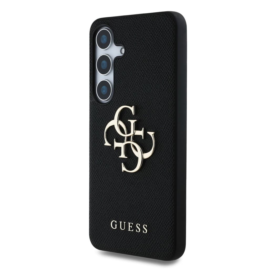Zadní kryt Guess PU Grained 4G Metal Logo pro Samsung Galaxy S25 Black - náhled 2