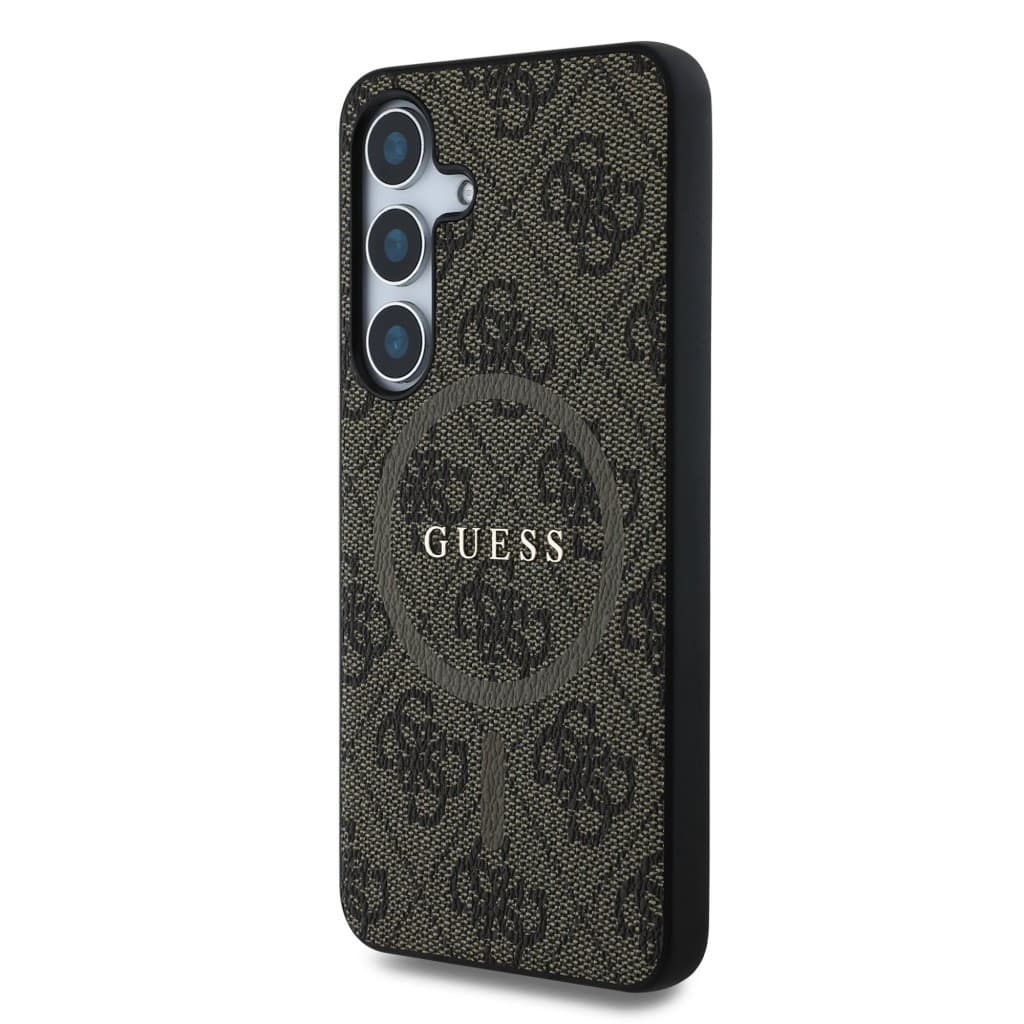 Zadní kryt Guess PU Leather 4G Colored Ring MagSafe pro Samsung Galaxy S25 Brown - náhled 2