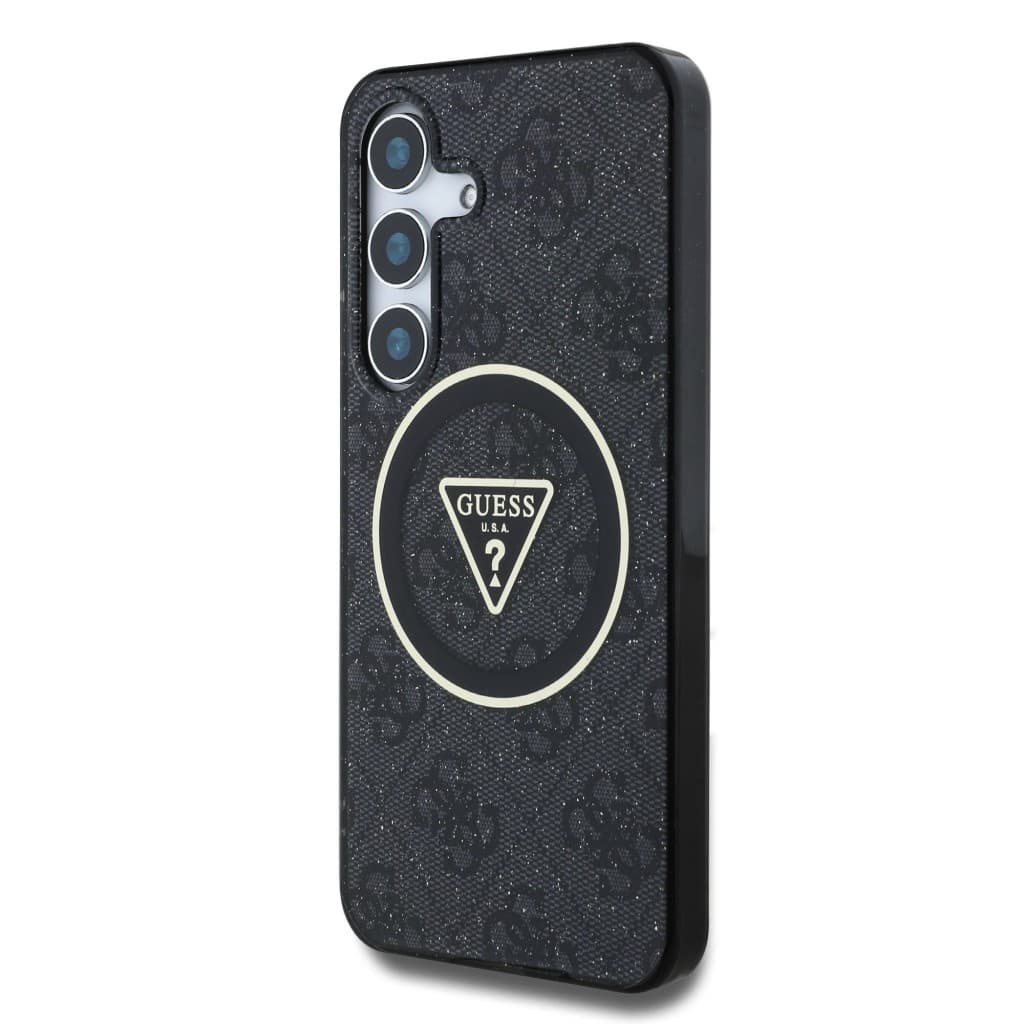 Zadní kryt Guess IML 4G Glitter and Triangle Logo MagSafe pro Samsung Galaxy S25 Black - náhled 2