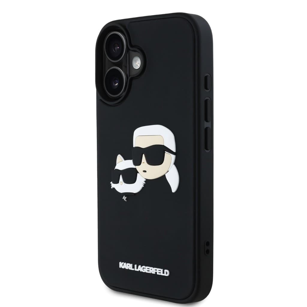 Zadní kryt Karl Lagerfeld 3D Rubber Double Heads pro iPhone 16 Black - náhled 2