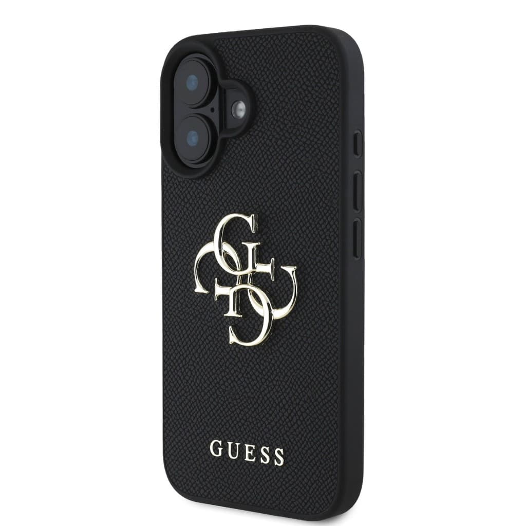 Zadní kryt Guess PU Grained 4G Metal Logo pro iPhone 16 Black - náhled 2