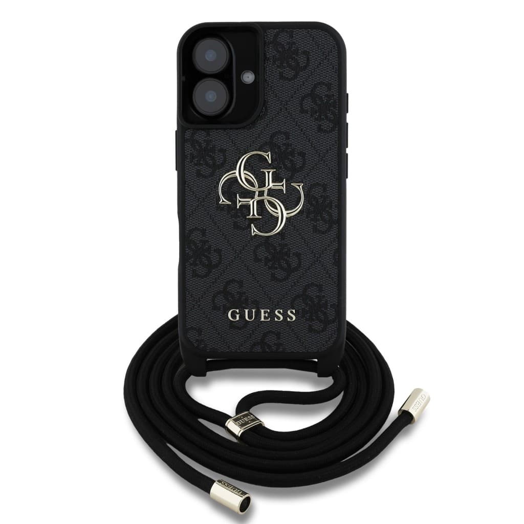 Zadní kryt Guess PU 4G Metal Logo Crossbody Popruh pro iPhone 16 Black - náhled 2