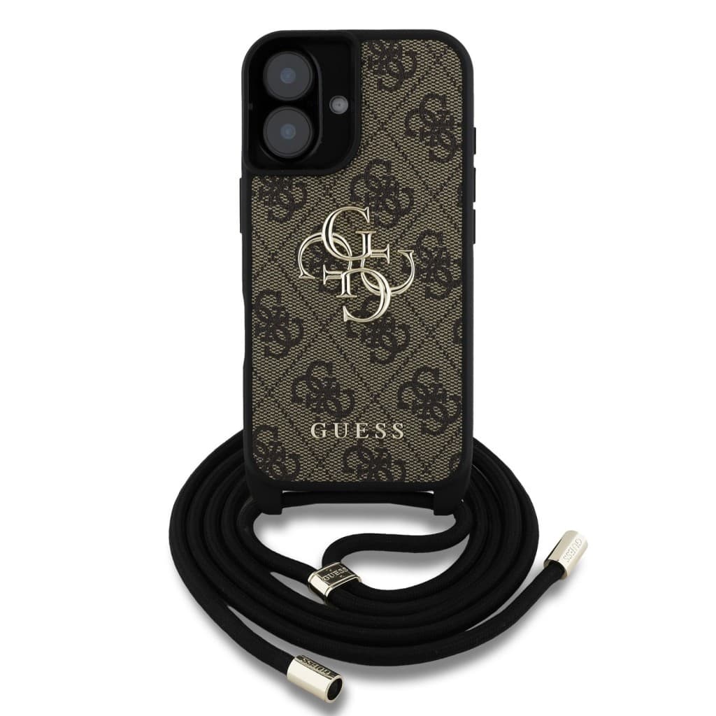Zadní kryt Guess PU 4G Metal Logo Crossbody Popruh pro iPhone 16 Brown - náhled 2