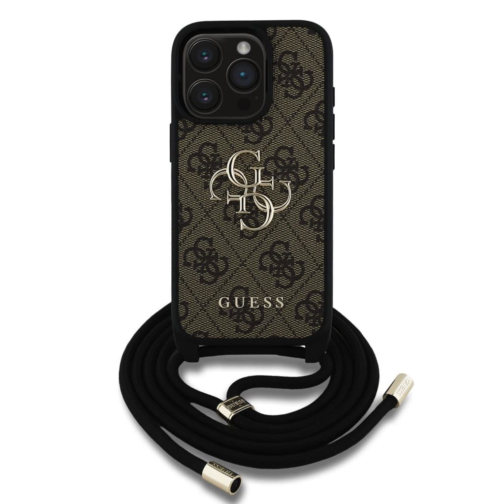 Zadní kryt Guess PU 4G Metal Logo Crossbody Popruh pro iPhone 15 Pro Max Brown - náhled 2