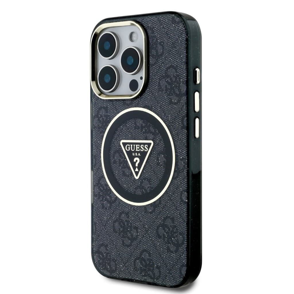 Zadní kryt Guess IML 4G Glitter and Triangle Logo MagSafe pro iPhone 16 Pro Max Black - náhled 2