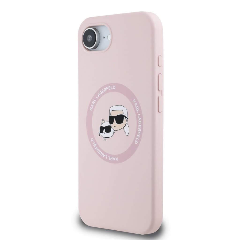 Zadní kryt Karl Lagerfeld Liquid Silicone K&amp;CH Heads MagSafe pro iPhone 16e Pink - náhled 2