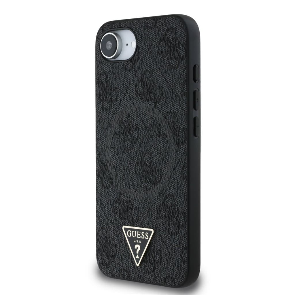 Zadní kryt Guess PU 4G Strass Triangle Metal Logo pro iPhone 16e Black - náhled 2