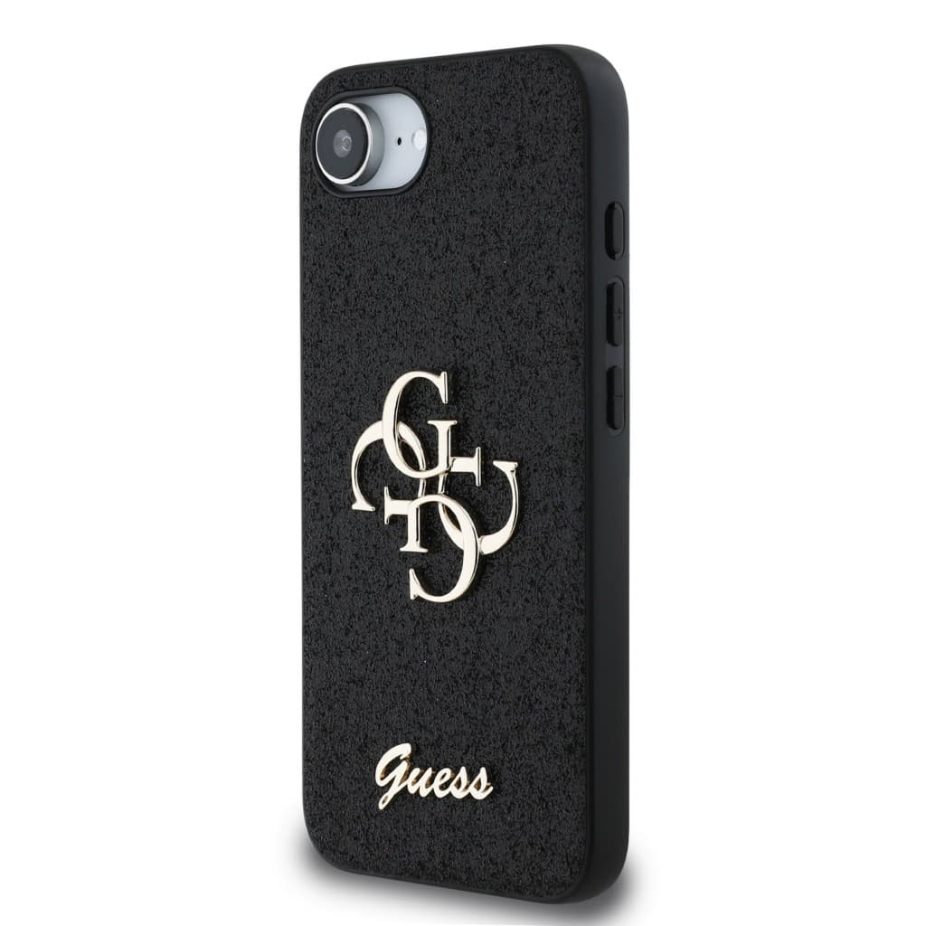 Zadní kryt Guess PU Fixed Glitter 4G Metal Logo pro iPhone 16e Black - náhled 2
