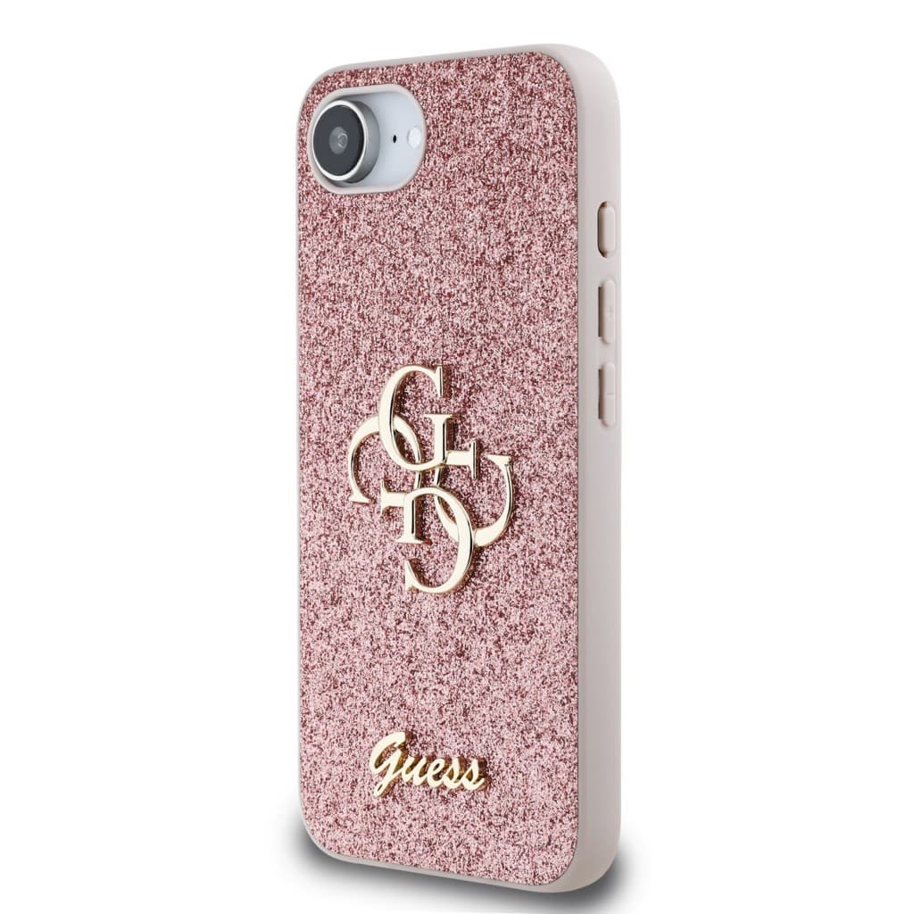 Zadní kryt Guess PU Fixed Glitter 4G Metal Logo pro iPhone 16e Pink - náhled 2