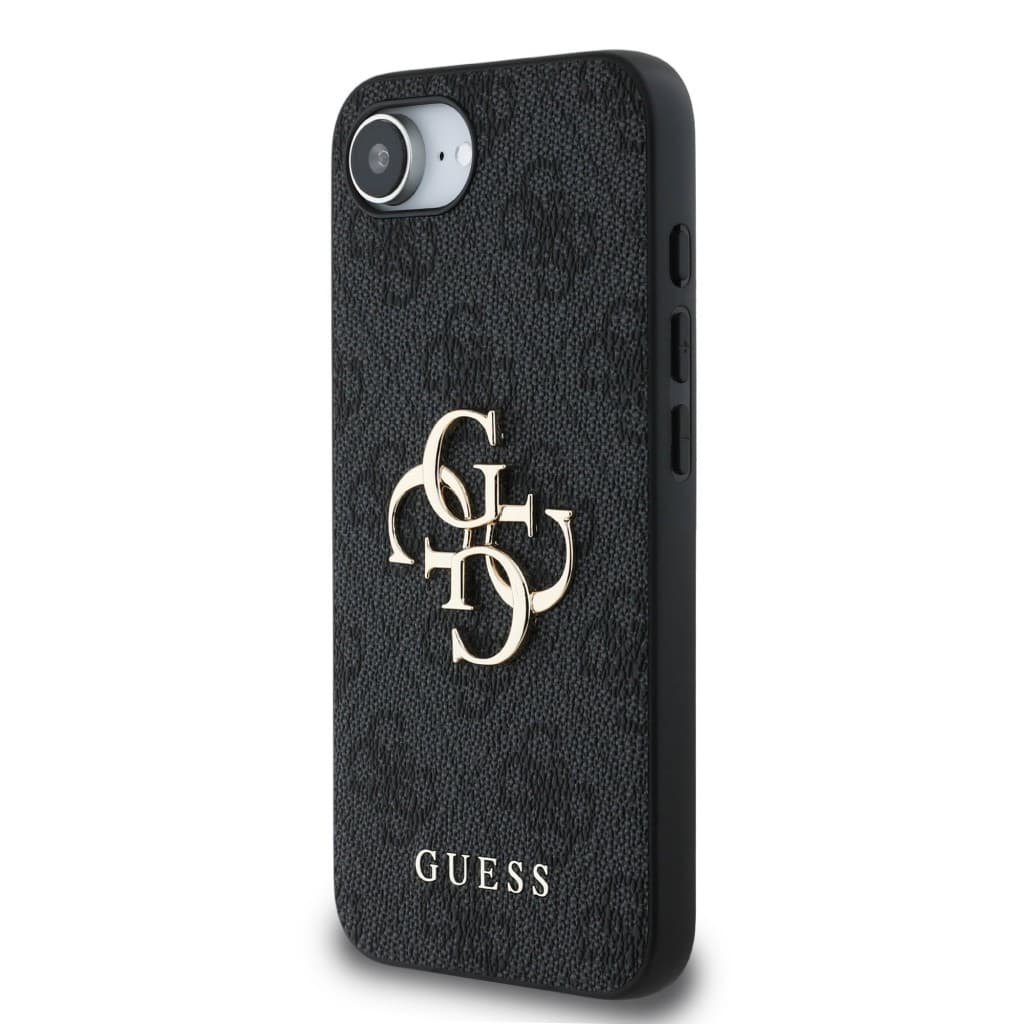 Zadní kryt Guess PU 4G Metal Logo pro iPhone 16e Grey - náhled 2