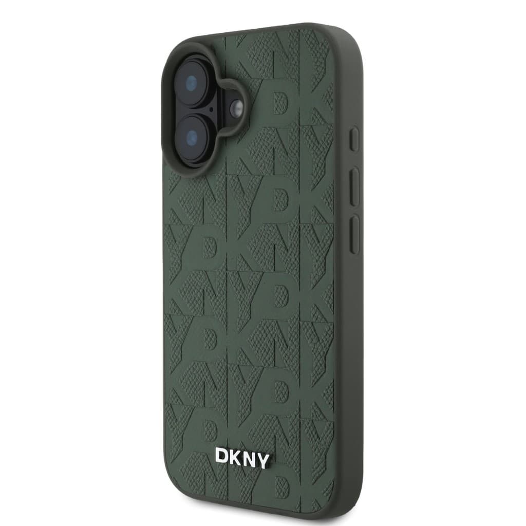 Zadní kryt DKNY PU Leather Grid Pattern Magsafe pro iPhone 16 Green - náhled 2