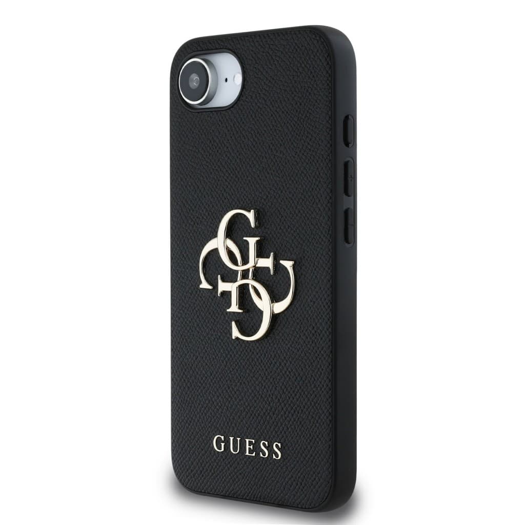 Zadní kryt Guess PU Grained 4G Metal Logo pro iPhone 16e Black - náhled 2