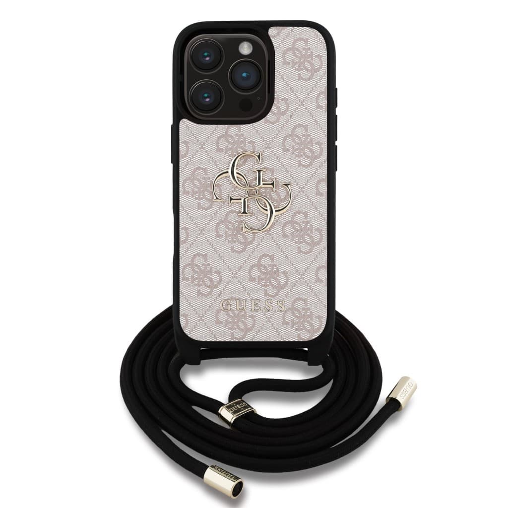 Zadní kryt Guess PU 4G Metal Logo Crossbody Popruh pro iPhone 16 Pro Max Pink - náhled 2