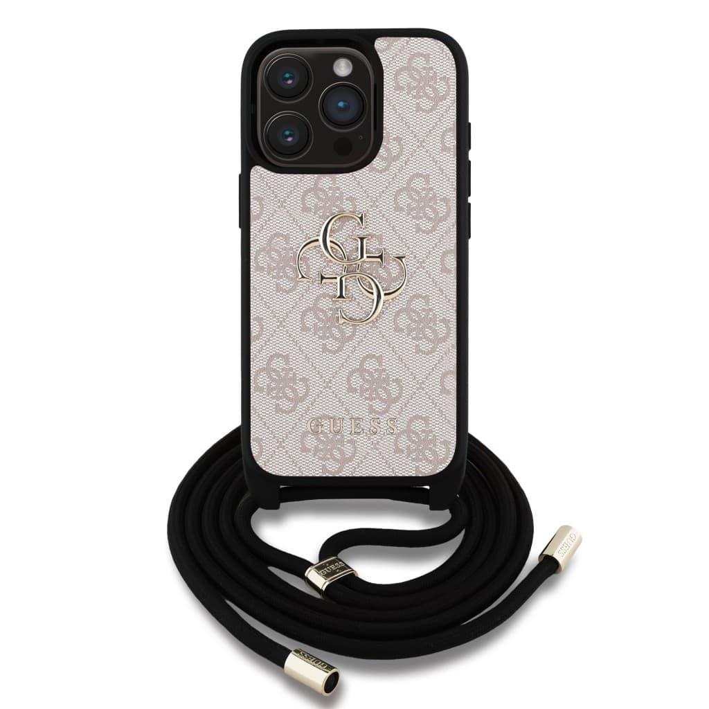 Zadní kryt Guess PU 4G Metal Logo Crossbody Popruh pro iPhone 15 Pro Max Pink - náhled 2