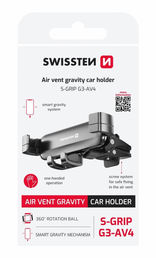 Držák Swissten Gravity S-Grip G3-AV4 do ventilace černý - náhled 2