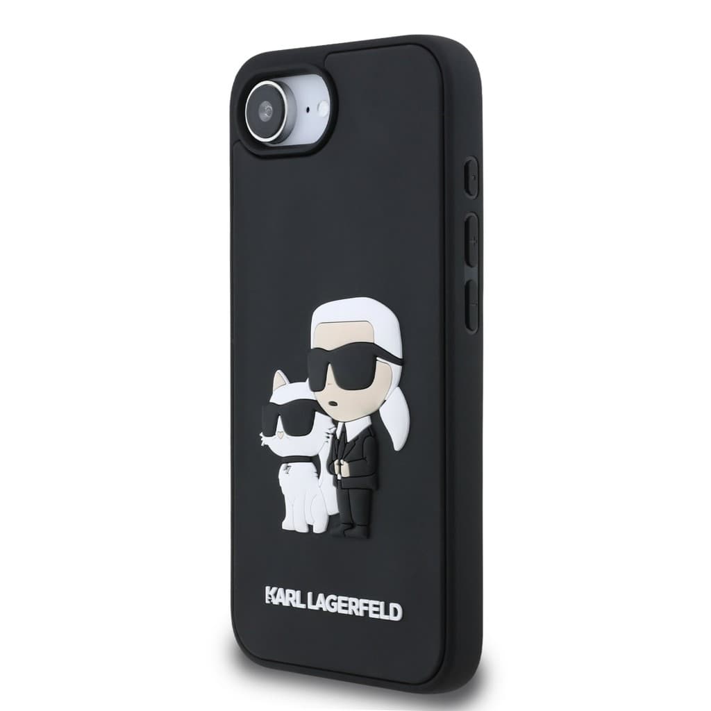 Zadní kryt Karl Lagerfeld 3D Rubber Karl and Choupette pro iPhone 16e Black - náhled 2