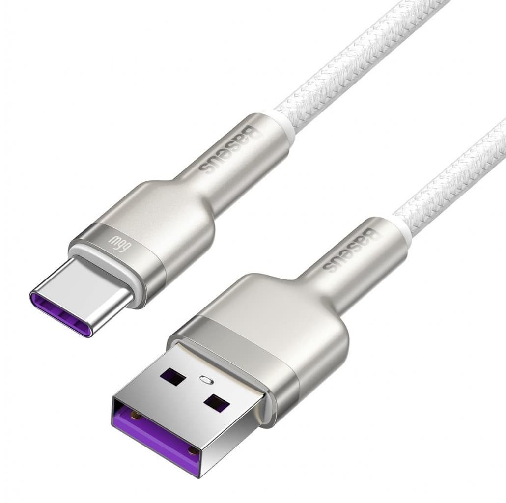 Datový kabel Baseus Cafule Metal Series USB-A - USB-C 66W 1m White - náhled 2