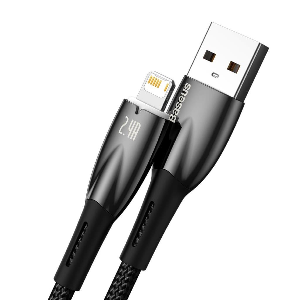 Datový kabel Baseus Glimmer Series Fast Charging USB-A - Lightning 2.4A 2m Black - náhled 2