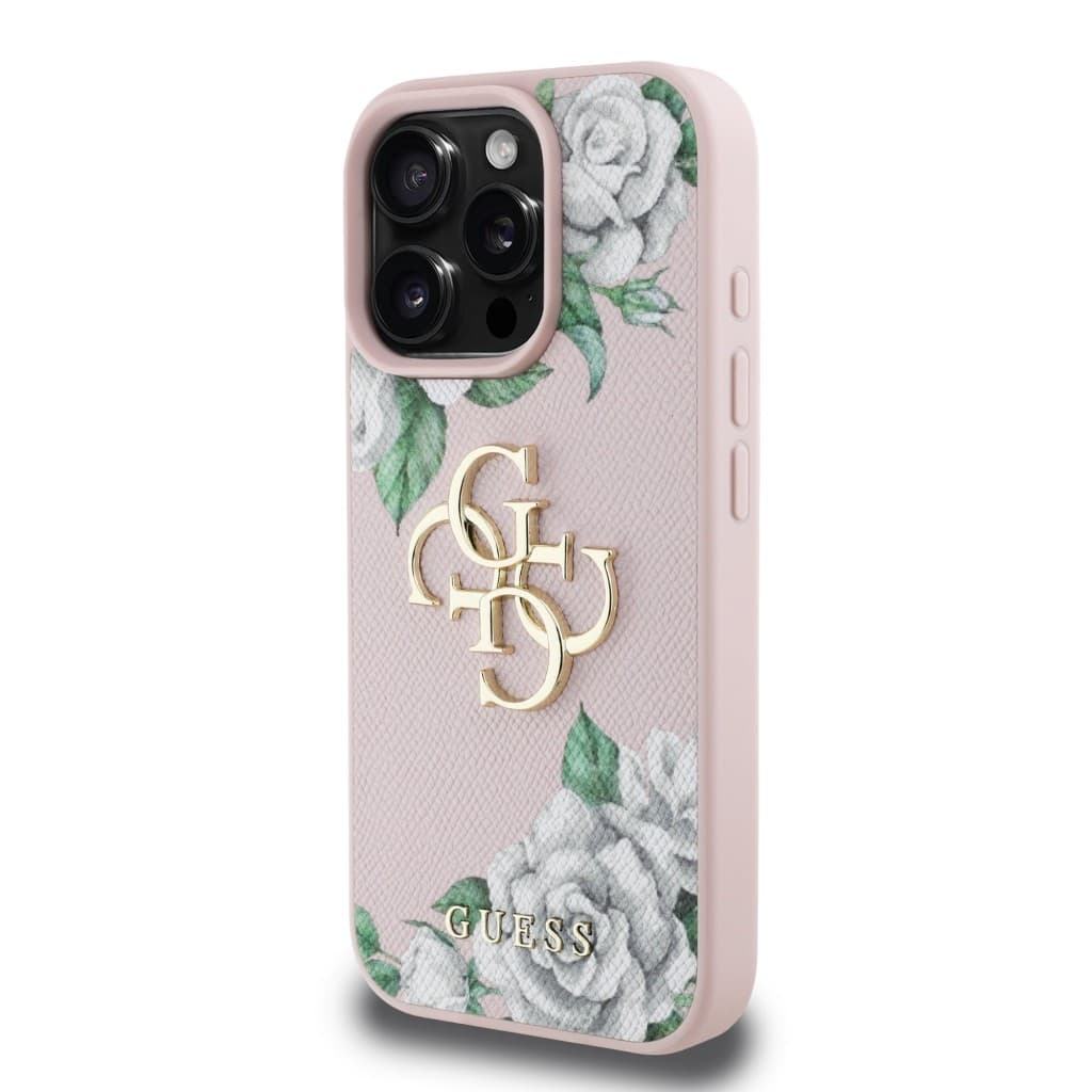 Zadní kryt Guess PU Grained Roses 4G Metal Logo pro iPhone 16 Pro Pink - náhled 2