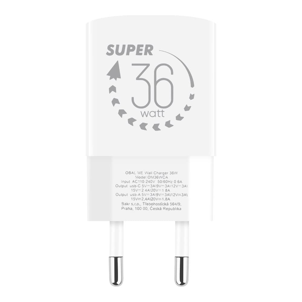 Adaptér OBAL:ME GaN USB-A + USB-C 36W White - náhled 2