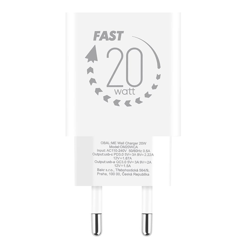 Adaptér OBAL:ME USB-A + USB-C 20W White - náhled 2