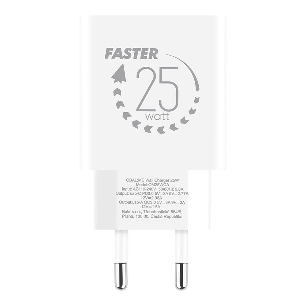Adaptér OBAL:ME USB-A + USB-C 25W White - náhled 2