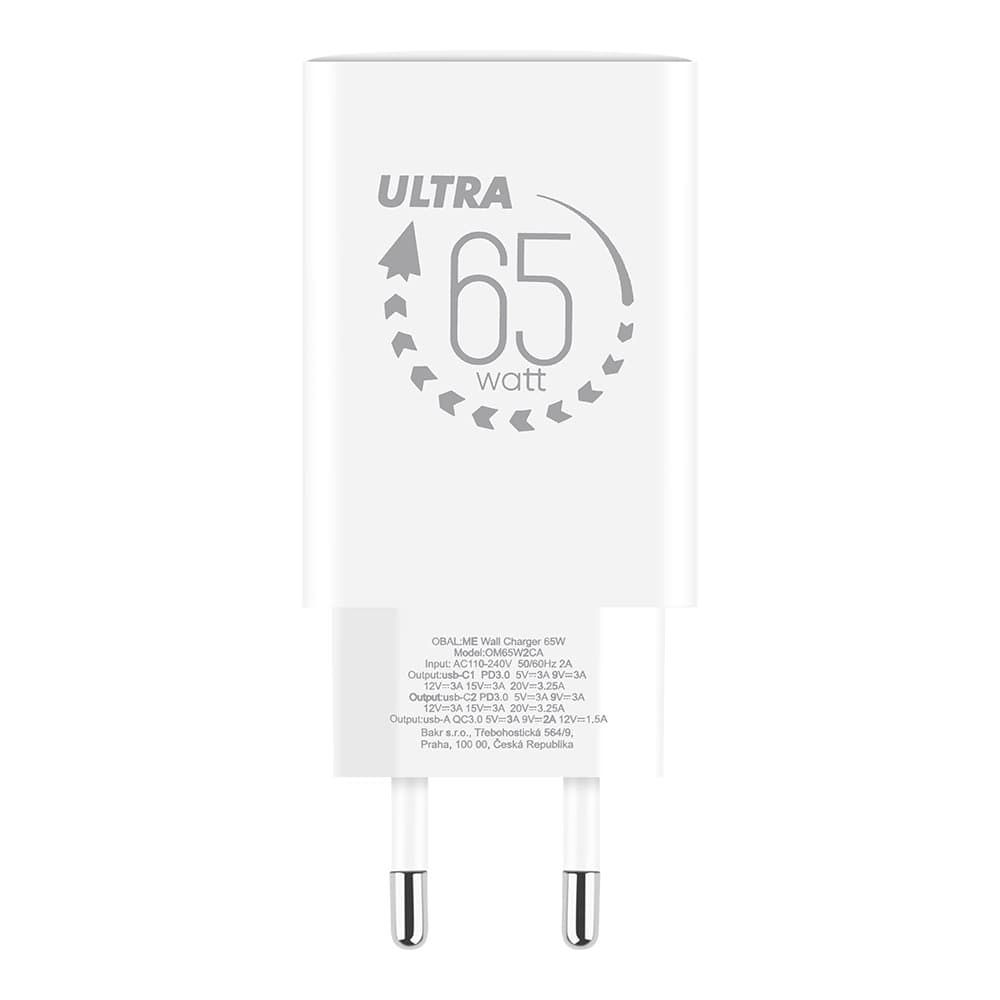 Adaptér OBAL:ME GaN USB-A + 2xUSB-C 65W White - náhled 2