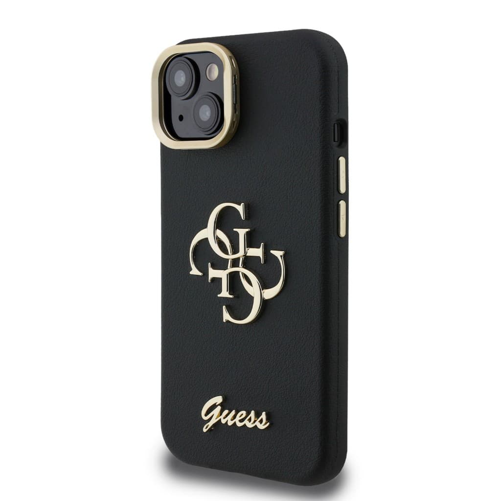 Zadní kryt Guess PU Grained 4G Logo Stand Camera Frame pro iPhone 15 Black - náhled 2