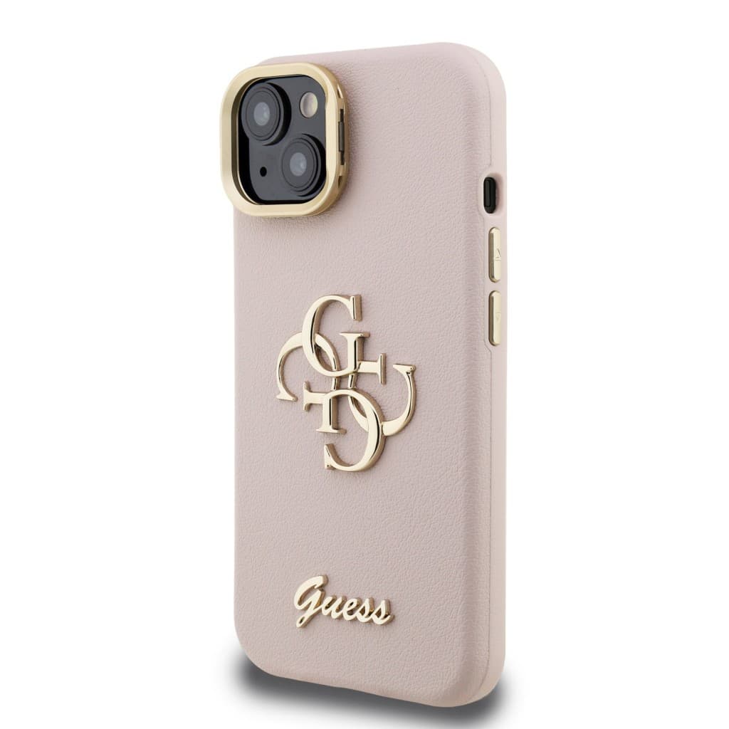 Zadní kryt Guess PU Grained 4G Logo Stand Camera Frame pro iPhone 15 Pink - náhled 2