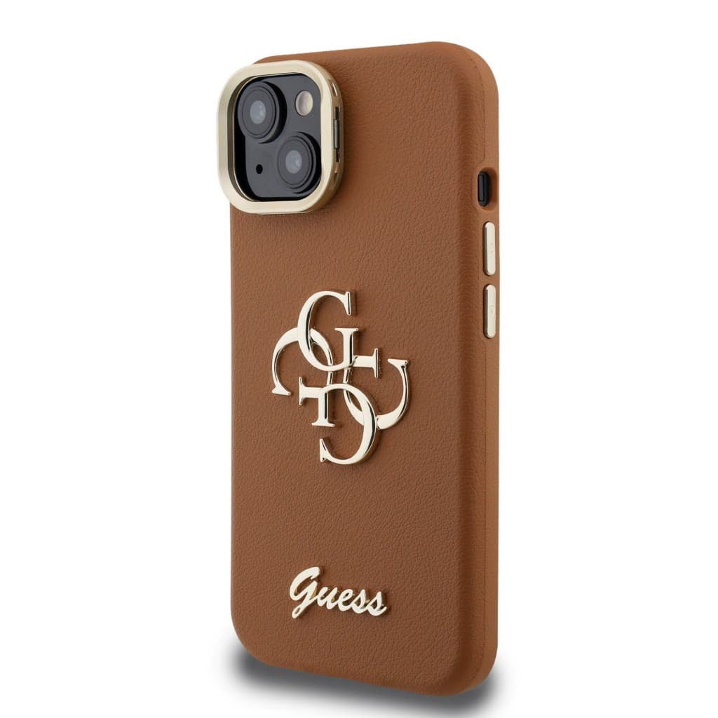 Zadní kryt Guess PU Grained 4G Logo Stand Camera Frame pro iPhone 13 Brown - náhled 2