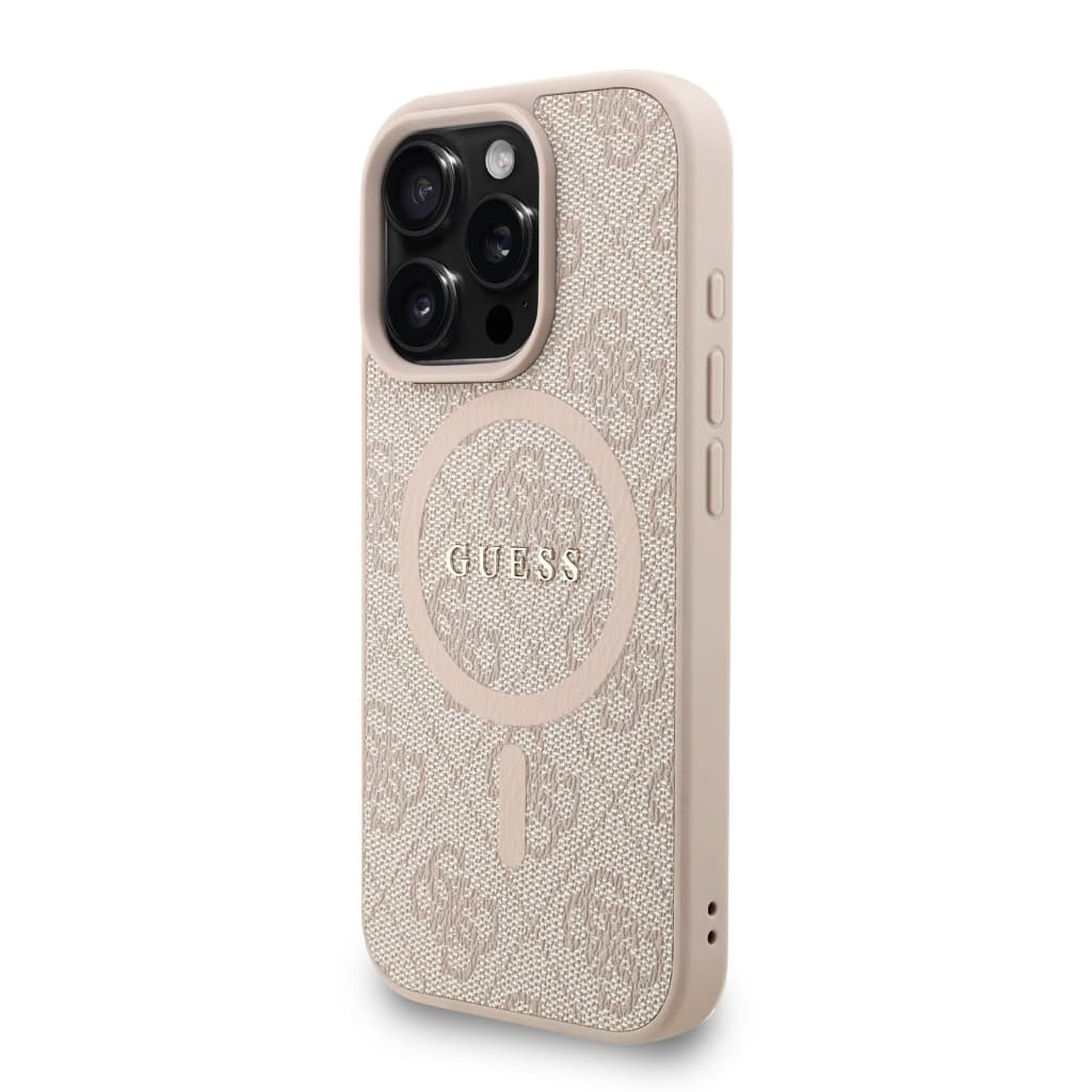 Zadní kryt Guess PU Leather 4G Colored Ring Strap MagSafe pro iPhone 16 Pro Max Pink - náhled 2