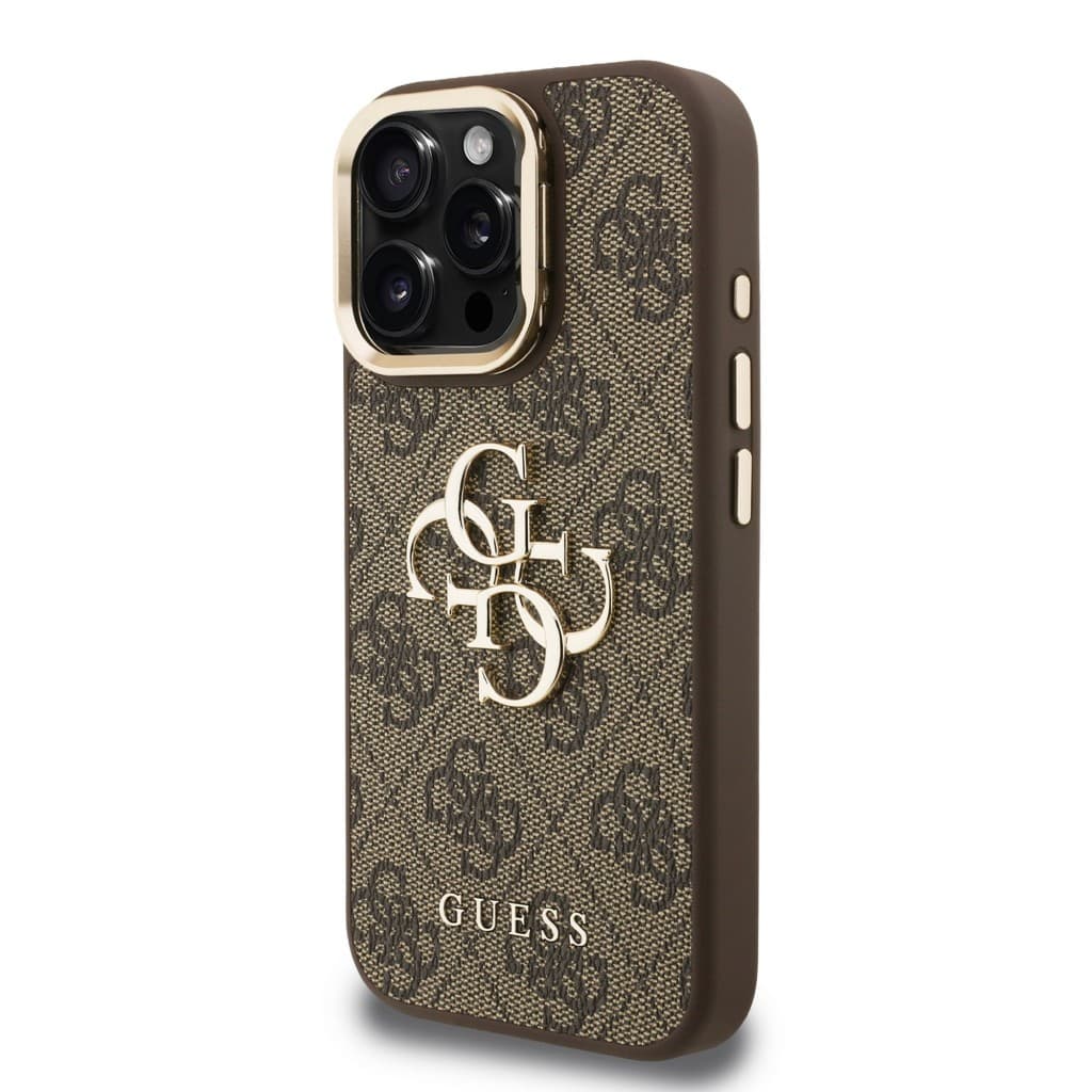 Zadní kryt Guess PU 4G Metal Logo Stand Camera Frame pro iPhone 16 Pro Brown - náhled 2
