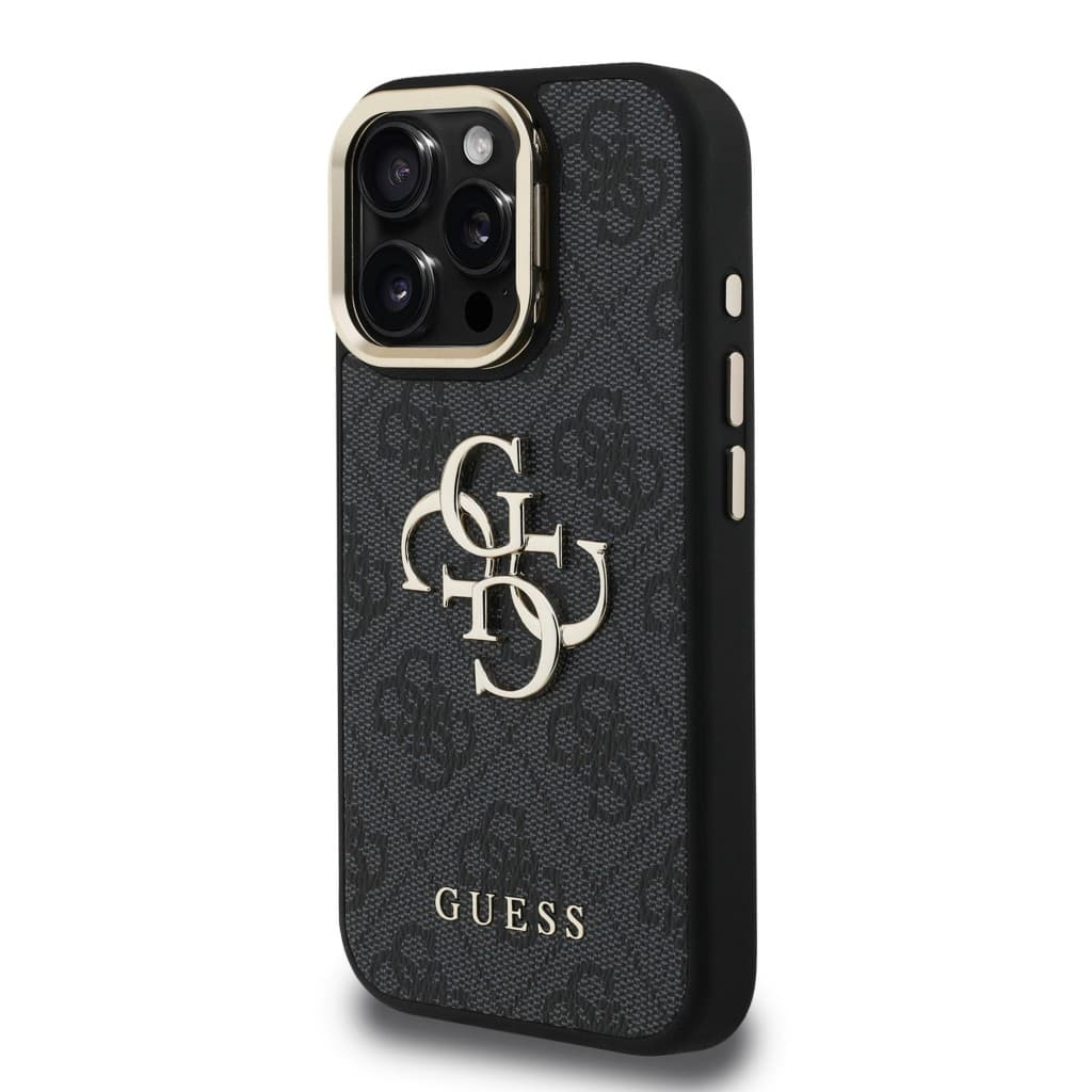 Zadní kryt Guess PU 4G Metal Logo Stand Camera Frame pro iPhone 16 Pro Black - náhled 2
