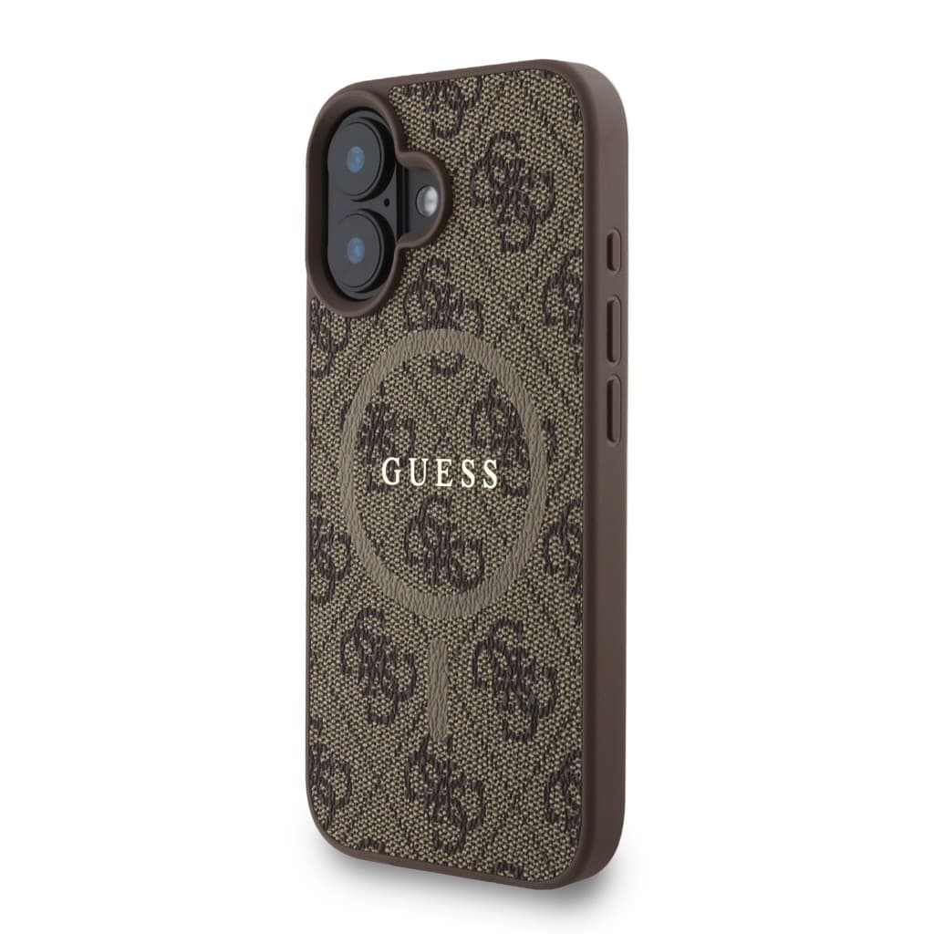 Zadní kryt Guess PU Leather 4G Colored Ring Strap MagSafe pro iPhone 16 Brown - náhled 2