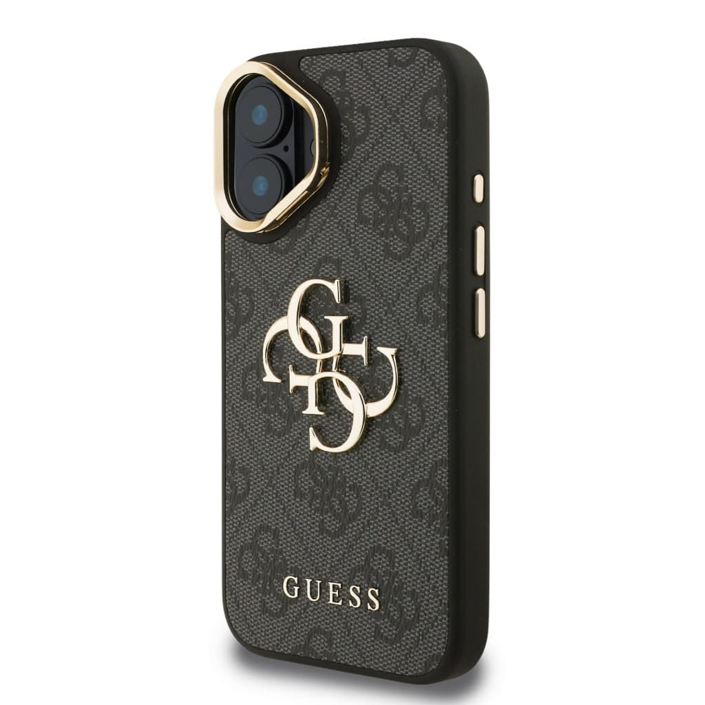 Zadní kryt Guess PU 4G Metal Logo Stand Camera Frame pro iPhone 16 Black - náhled 2