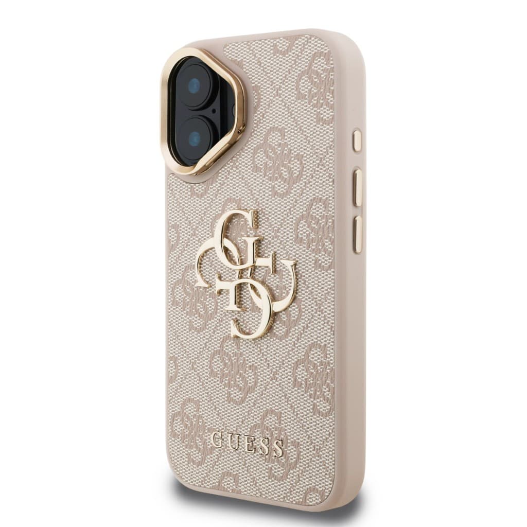 Zadní kryt Guess PU 4G Metal Logo Stand Camera Frame pro iPhone 16 Pink - náhled 2