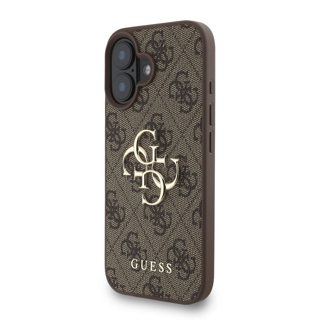 Zadní kryt Guess PU 4G Metal Logo Strap pro iPhone 16 Brown - náhled 2