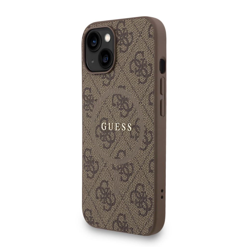 Zadní kryt Guess PU Leather 4G Colored Ring Strap MagSafe pro iPhone 15 Brown - náhled 2