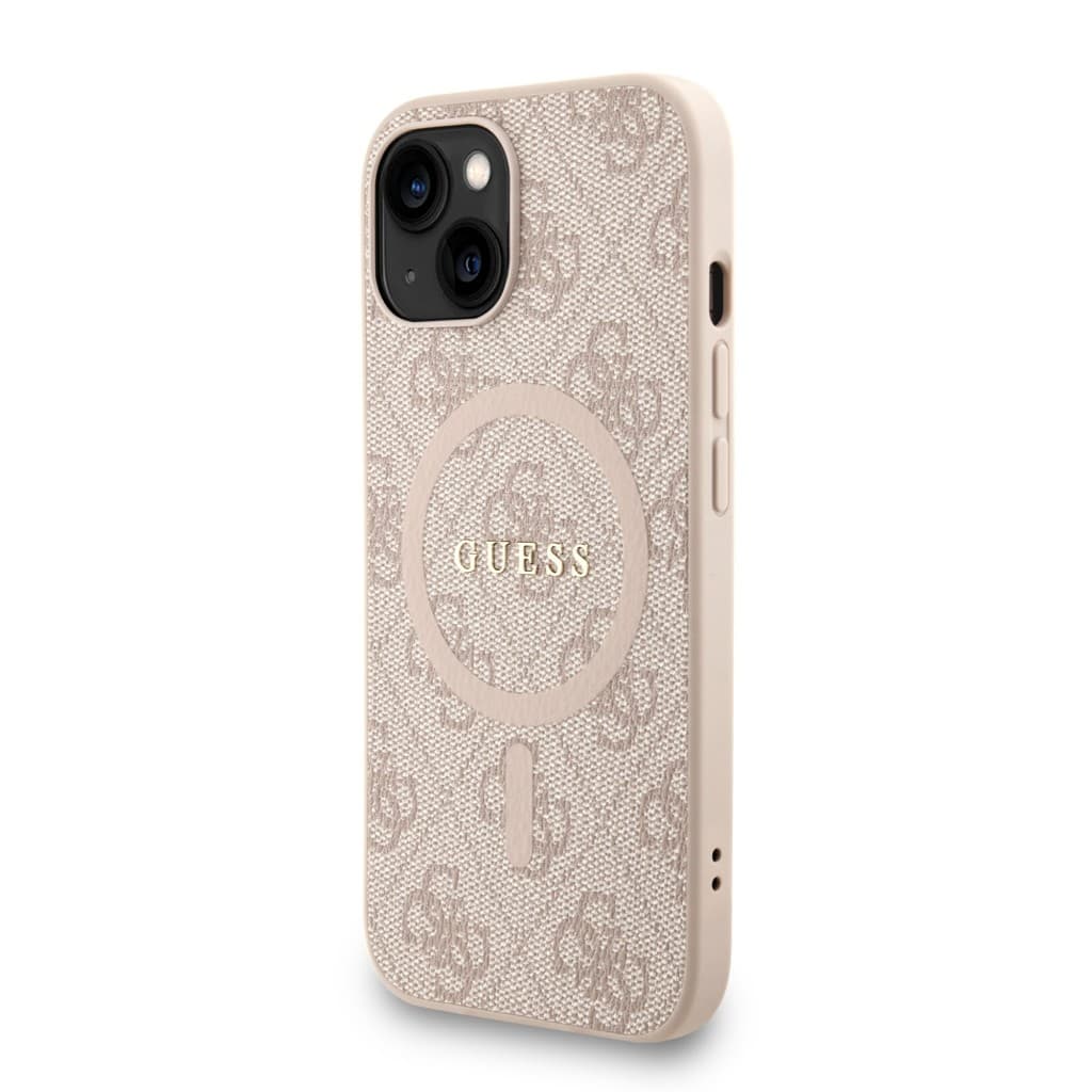 Zadní kryt Guess PU Leather 4G Colored Ring Strap MagSafe pro iPhone 15 Pink - náhled 2
