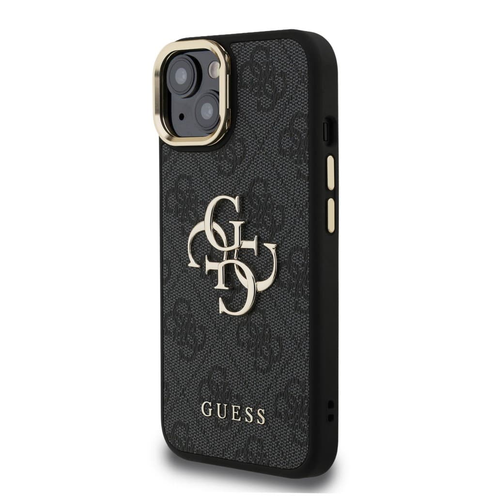 Zadní kryt Guess PU 4G Metal Logo Stand Camera Frame pro iPhone 13 Black - náhled 2