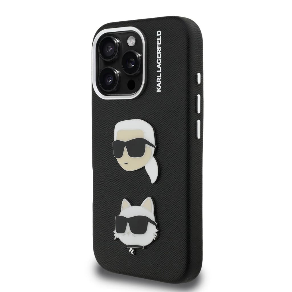 Zadní kryt Karl Lagerfeld Grained PU K&amp;CH Heads pro iPhone 16 Pro Max Black - náhled 2