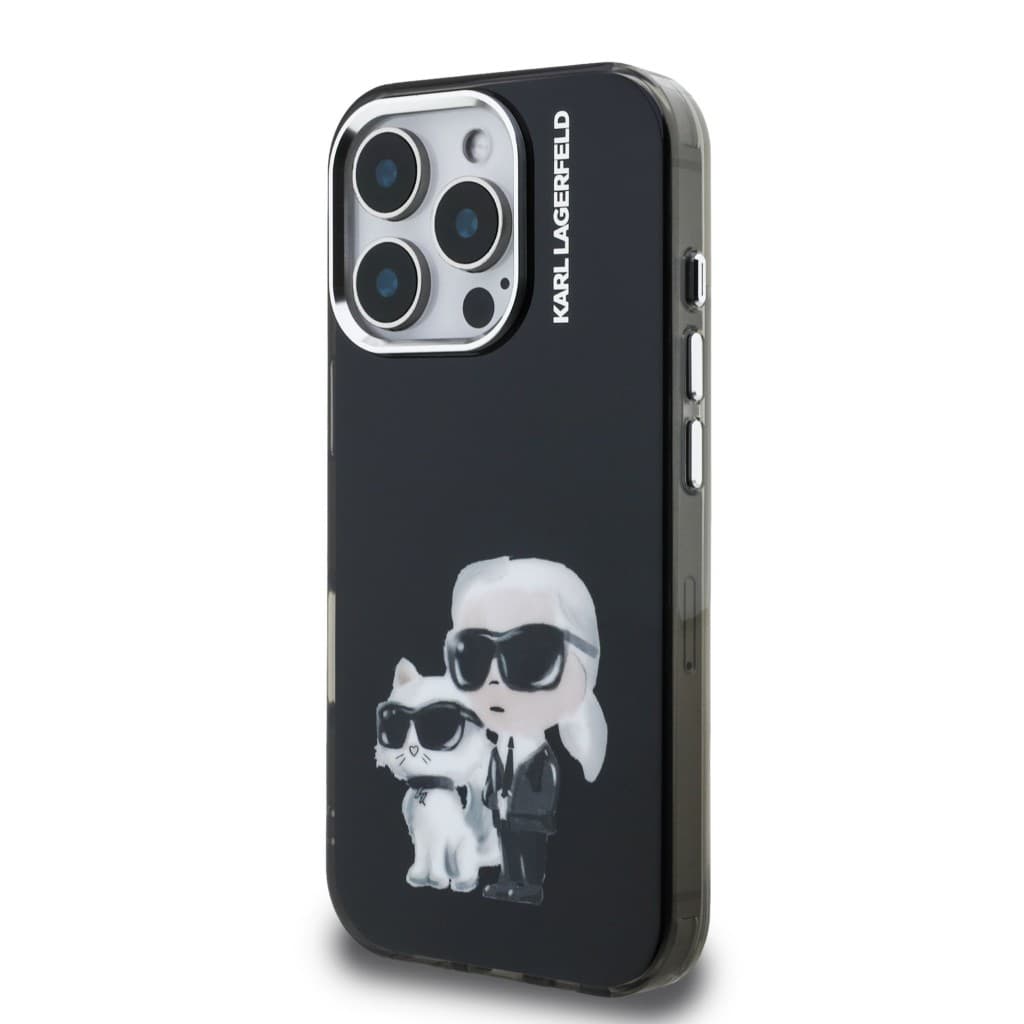 Zadní kryt Karl Lagerfeld IML Aquarelle Karl and Choupette pro iPhone 16 Pro Max Black - náhled 2