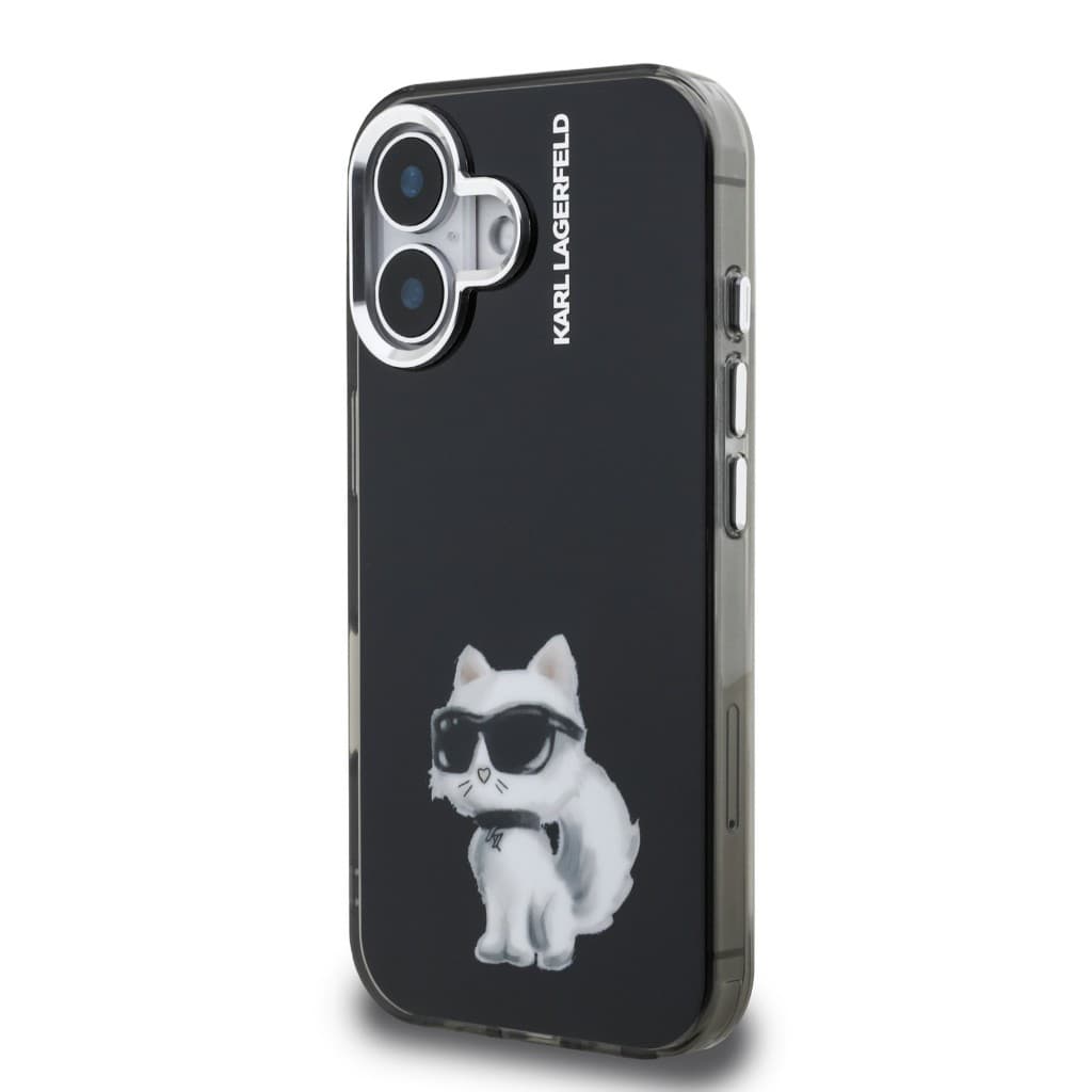 Zadní kryt Karl Lagerfeld IML Aquarelle Choupette pro iPhone 16 Black - náhled 2