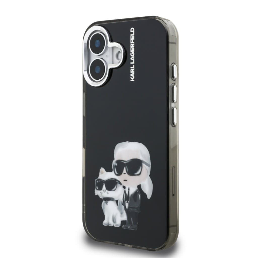Zadní kryt Karl Lagerfeld IML Aquarelle Karl and Choupette pro iPhone 16 Black - náhled 2