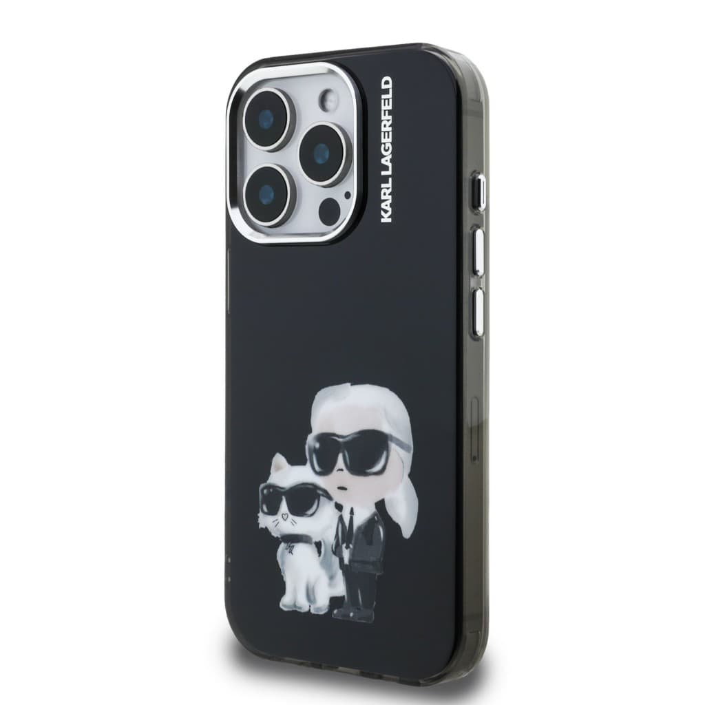 Zadní kryt Karl Lagerfeld IML Aquarelle Karl and Choupette pro iPhone 15 Pro Max Black - náhled 2