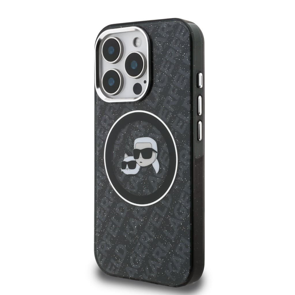 Zadní kryt Karl Lagerfeld IML K&amp;CH Heads Repeated Logo MagSafe pro iPhone 15 Pro Black - náhled 2