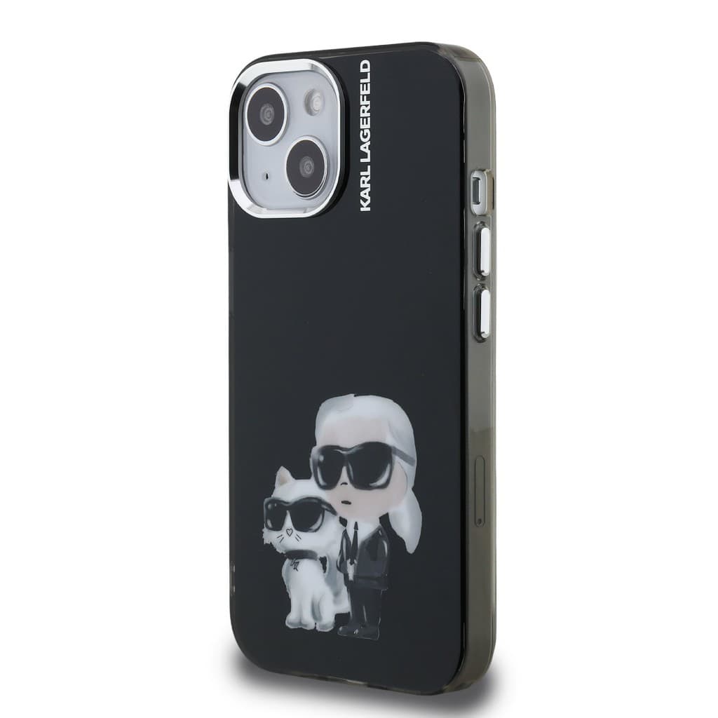 Zadní kryt Karl Lagerfeld IML Aquarelle Karl and Choupette pro iPhone 15 Black - náhled 2