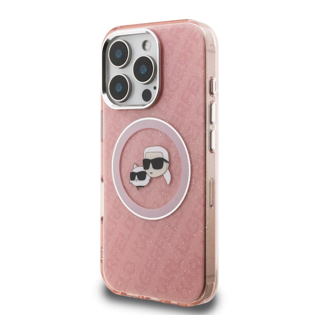 Zadní kryt Karl Lagerfeld IML K&amp;CH Heads Repeated Logo MagSafe pro iPhone 16 Pro Pink - náhled 2