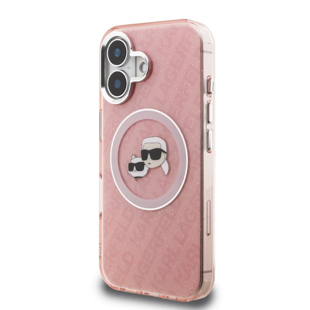 Zadní kryt Karl Lagerfeld IML K&amp;CH Heads Repeated Logo MagSafe pro iPhone 16 Pink - náhled 2