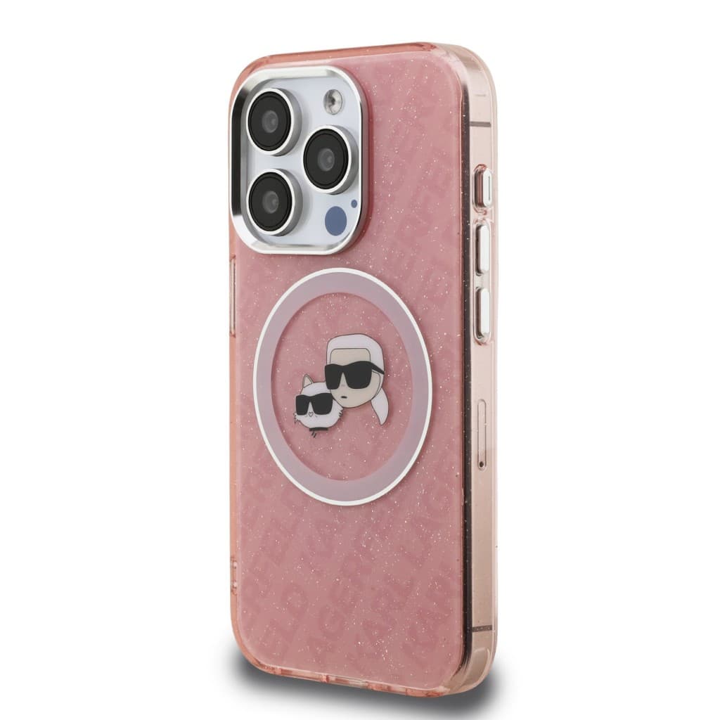 Zadní kryt Karl Lagerfeld IML K&amp;CH Heads Repeated Logo MagSafe pro iPhone 15 Pro Max Pink - náhled 2